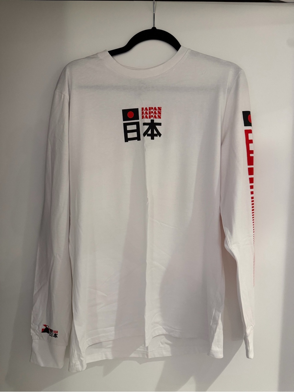 White Japan Graphic Long-Sleeve Men's Shirt with Japan Print